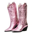 thumbnail image 4 of Mid calf Boots for Women Cowboy Boot Pointed Toe Boots Embroidered Slip On Western Chunky Heels Fashionable Trendy Party Outdoor Cowgirl Booties, 4 of 5