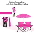 thumbnail image 6 of YEXJ Double Camping Chair with Umbrella, Folding Loveseat Chairs w/Canopy Shade, Carrying Bag, Table, Cup Holder, Portable Beach Chairs Outdoor Picnic Patio,Pink, 6 of 10