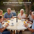 thumbnail image 2 of Round Outdoor Tablecloth with Umbrella Hole and Zipper, Marble Beige Fitted Table Cover with Elastic Edge for 55-60 Inch, Modern Abstract Ink Painting Luxury Waterproof Patio Tablecoths for Picnic, 2 of 9