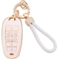 thumbnail image 1 of Key Fob Cover Compatible with Fit for Hyundai 2020 2021 2022 Sonata Santa Fe Tucson Bling Key Case Protection Shell with Keychain Case Holder Protector,1,white, 1 of 6
