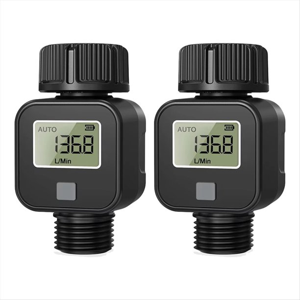 Medidor de Caudal de Agua Digital LCD, Sensor de Caudal para Manguera de Riego de Jardín, Alimentado por Batería, 0,5-8 Bar, GPM, LPM, Registrador de Consumo Instantáneo.