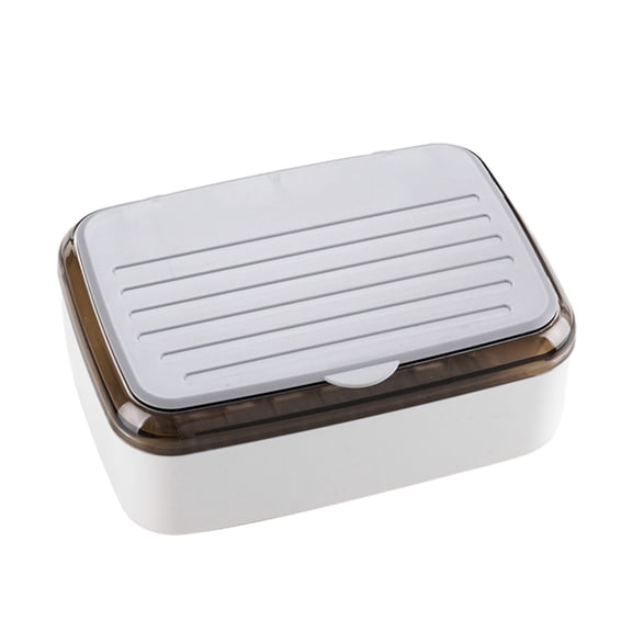 New Soap Box with Lid for Handwashing Rooms, Plastic Double Draining Soap Container, Flip-Top Design Soap Dish for Bathroom and Kitchen Use