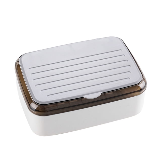 Box with Lid,New Soap Box Handwashing Room with Lid Plastic Soap Box Double Draining Soap Box,Plastic Box with Lid