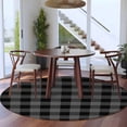 thumbnail image 3 of Pastoral Style Round Rugs for Living Room 5ft Black Grey Lattice Non Slip Circle Rug Washable Low-Profile Indoor Carpet for Bedroom, Dining Room, Bathroom, 3 of 9