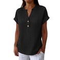 thumbnail image 6 of Fmbrln Women Plus Size Tops Summer Short Sleeve V Neck Shirts Hollow Out Casual Loose Fit Solid Blouses, 6 of 8