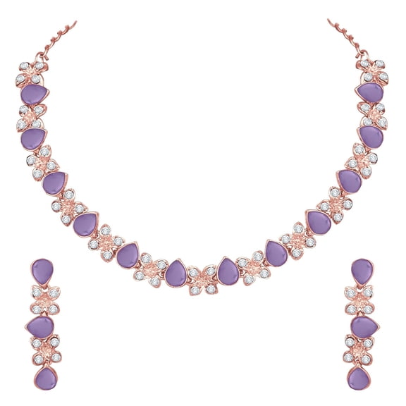 Parshwa Creations Exquisite Indian Bollywood Wedding Rose Gold Plated Kundan Jewelry Choker Necklace Set