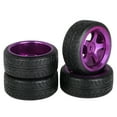 thumbnail image 1 of BQLZR 4 Pcs Upgrade 5 Spokes Wheel Rim Purple w/ 4 RC 1:10 On-Road Car Tyre, 1 of 3
