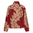thumbnail image 6 of Jackets for Women Winter Coat Jackets Flannel Stand Collar Jacket(Red Gold Floral Ornate Design,Size:S-4XL), 6 of 7
