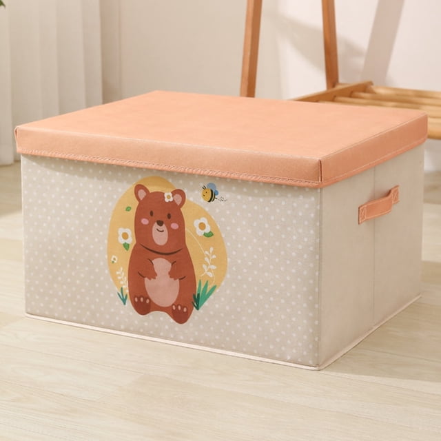 Bacs de Rangement en Tissu avec Couvercles et Couvercle Rabattable Boîte de Rangement pour Jouets Vêtements et Livres