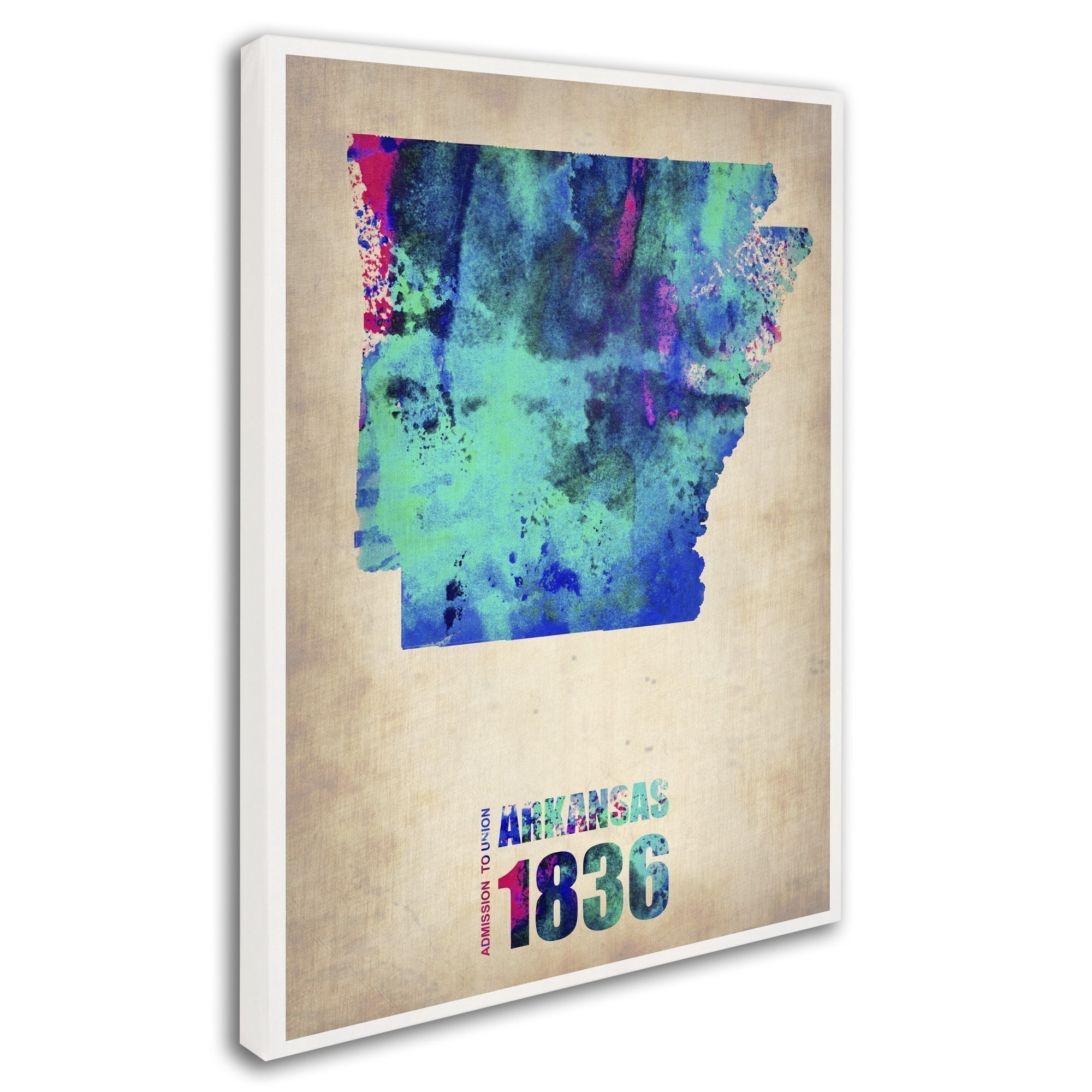 Trademark Fine Art "Arkansas Watercolor Map" Canvas Art by Naxart