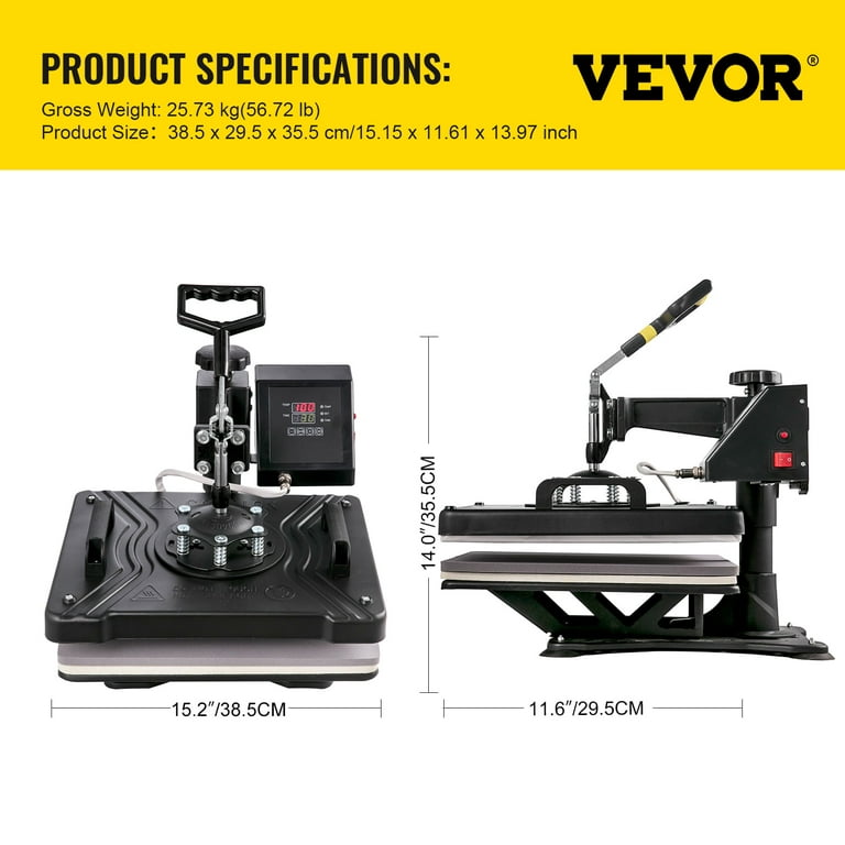VEVORbrand 6 in 1 Heat Press Machine, 12X15 inch Combo Digital
