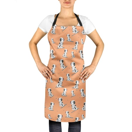 

S4Sassy Orange Dalmatian Dog Bib Kitchen Apron with Adjustable Belt For Cooking Chef Bib-24 x 32 Inches