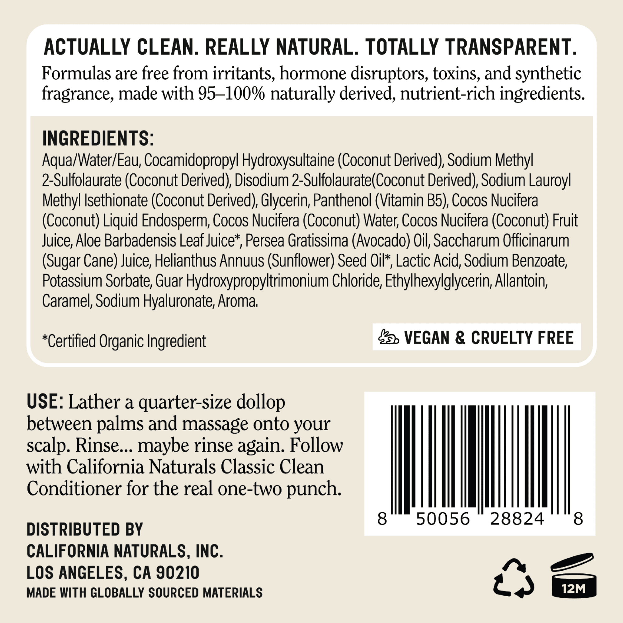 California Naturals Classic Clean Shampoo, Toasted Coconut, 16.5 fl oz