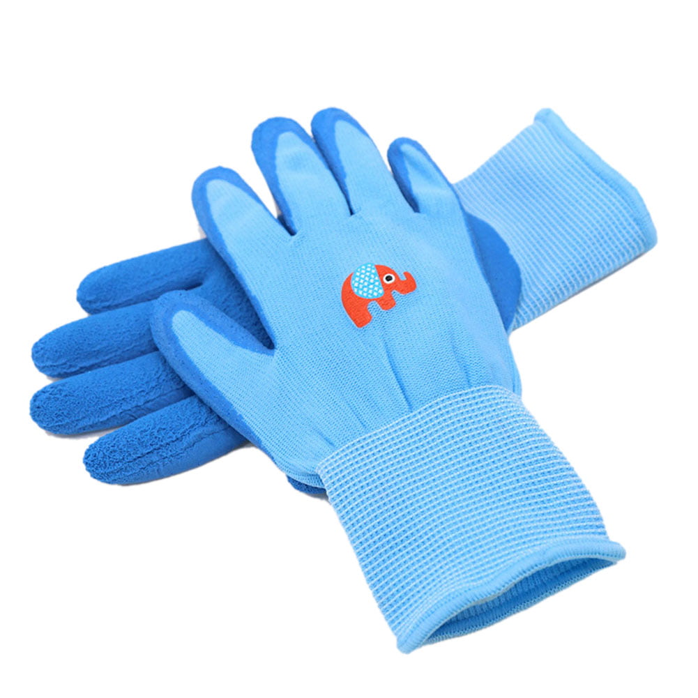 1 Pair 7-9 Years Old Children Gardening Gloves, Children's Yard Work Gloves,  Soft Safety Rubber Gloves (xs, Blue,)