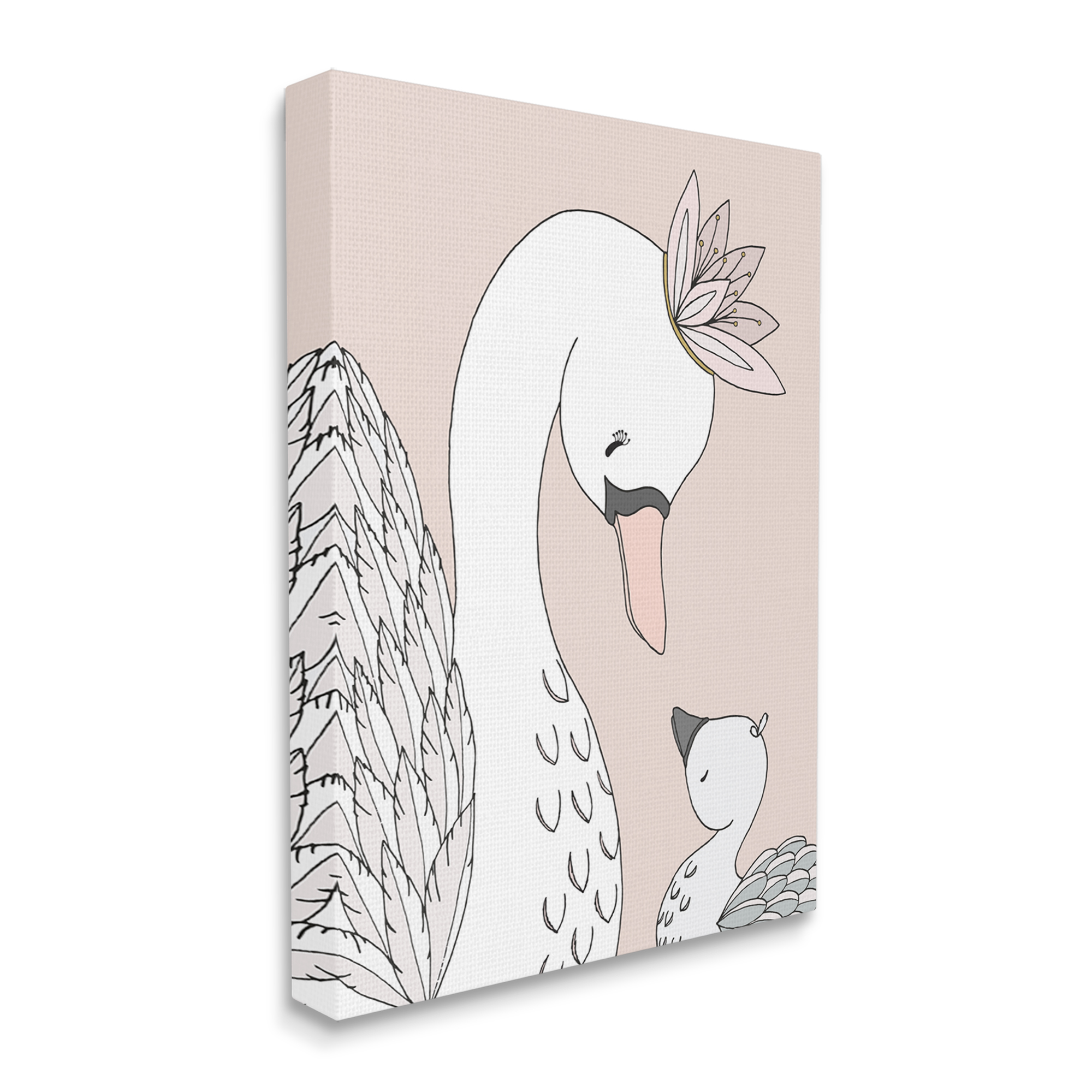 Stupell Industries Mother & Baby Swan Flower Crowns Princess Animals Graphic Art Gallery Wrapped Canvas Print Wall Art, Design by Sweet Melody Designs