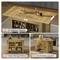 thumbnail image 6 of Finmind Kitchen Island with Storage, 63 Inch Island Table with Extra Large Worktop, Farmhouse Counter Height Bar Table,  Oak, 6 of 11