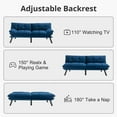 thumbnail image 2 of Convertible Futon Sofa Bed - with 180° Adjustable Armrest and Backrest, Folding 800 lbs Capacity Couch, Guest Bed for Multipurpose Guest Room or Home Office, Navy Blue, 2 of 6