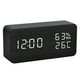 thumbnail image 2 of Reloj despertador LED Mesa de madera Humidómetro Termómetro Control de voz Temporizador de escritorio digital, Madera negra Luz blanca Inevent HA004025-05, 2 of 7