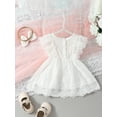 thumbnail image 4 of Hirigin Newborn Baby Girl Cotton Linen Dress 3 6 12 18 24 Months Fly Sleeve Ruffle Lace A-line Princess Dress with Headband, 4 of 8