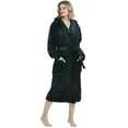 thumbnail image 2 of HEARTNICE Womens Hooded Fleece Robe, Plush Bathrobe Soft Warm Long Robes,(Black,S-M), 2 of 5