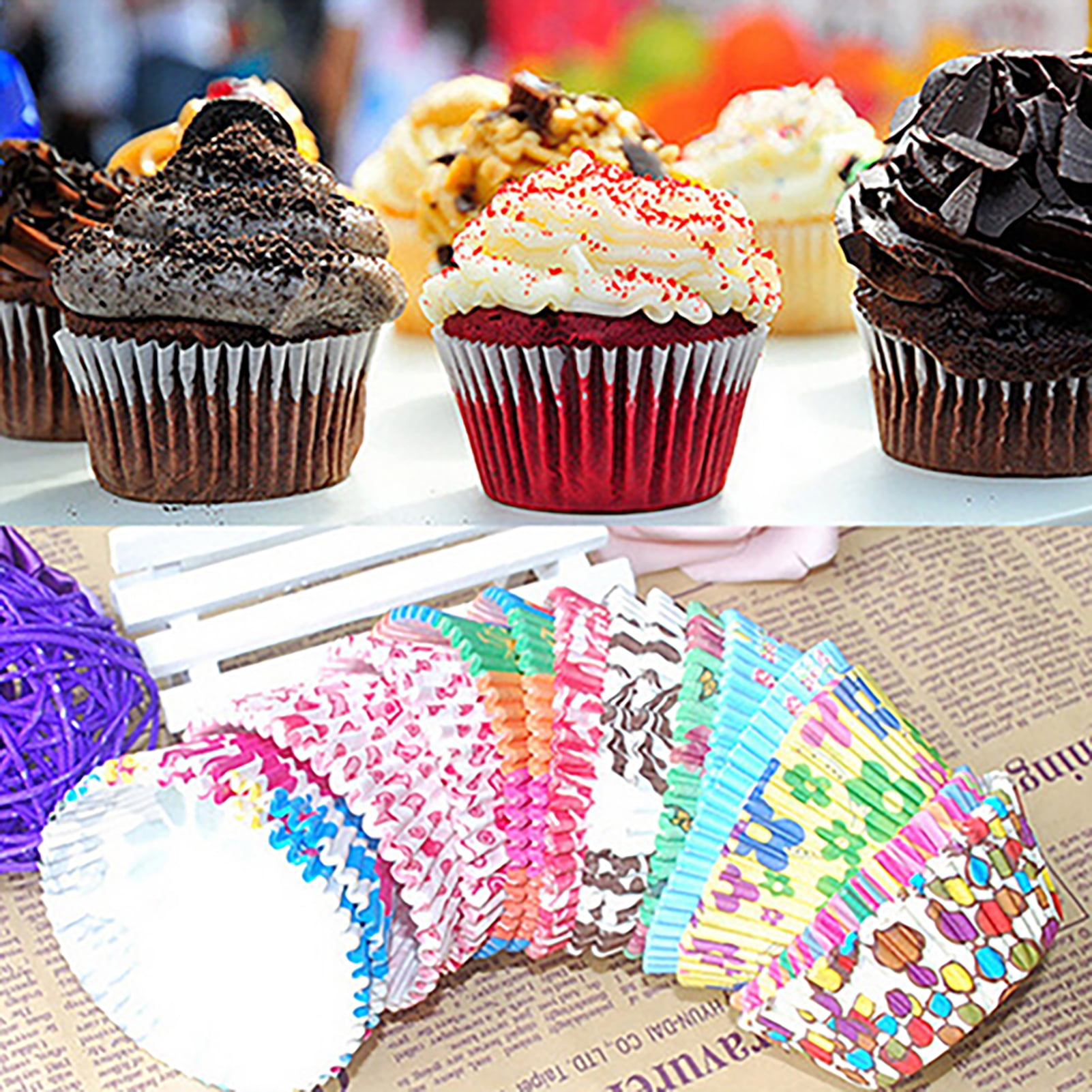 300PCS Thickened Aluminum Foil Cups Cupcake Liners Cake Muffin