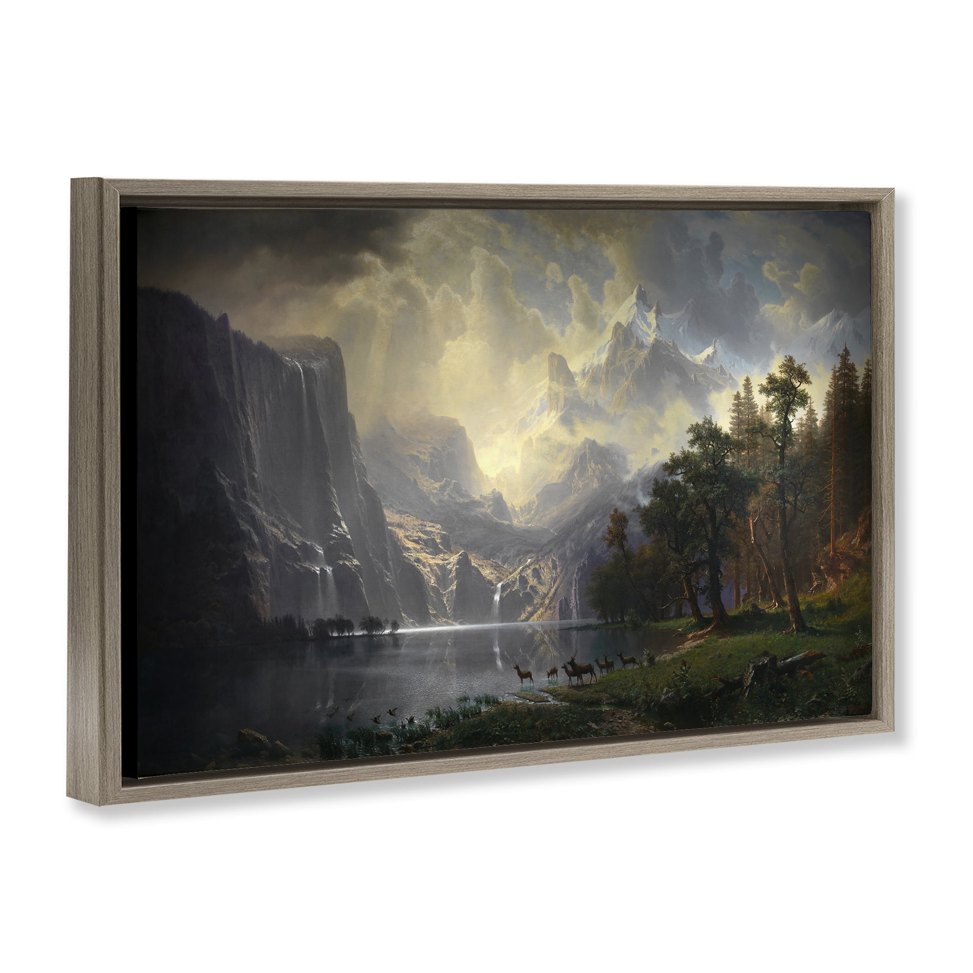Stupell Industries Among Sierra Nevada Mountains Landscape & Nature Painting Brown Floater Framed Canvas Art Print Wall Art, 31 x 21