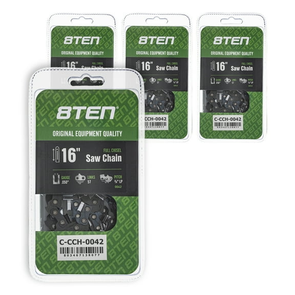 Full Chisel Chainsaw Chain 16 inch .050 3/8 LP 57 DL for Echo Craftsman 4 Pack 810-CCC2264H