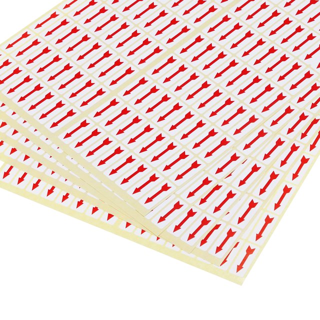 Unique Bargains Small Arrow Stickers 0.77x0.3', 15 Sheet Self Adhesive Inspection Indicator Label, Red White