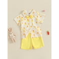 thumbnail image 5 of Toddler Baby Boys Easter Outfits 12 18 24 Months 2T 3T 4T 5T Easter Egg Carrot Pattern Turn Down Collar Short Sleeve Shirt with Shorts 2 Pcs Set for Summer, 5 of 9
