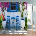 thumbnail image 4 of Fence Flowers Shower Curtains Blue Window Nature Floral Plants Scenery Modern Garden Wall Hanging Home Bathroom r with, 4 of 7