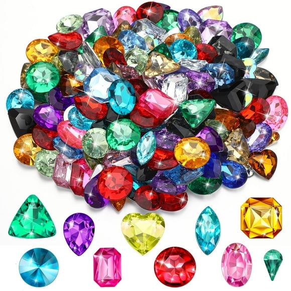 Joyas falsas con diamantes acrílicos Pirate Treasure, 150 unidades, para niños