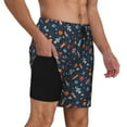 thumbnail image 2 of Cauagu Spaceships And Stars In Outer Space Print Mens Swim Trunks Quick Dry Board Shorts Swim Shorts with Compression Liner Bathing Suits-Medium, 2 of 6