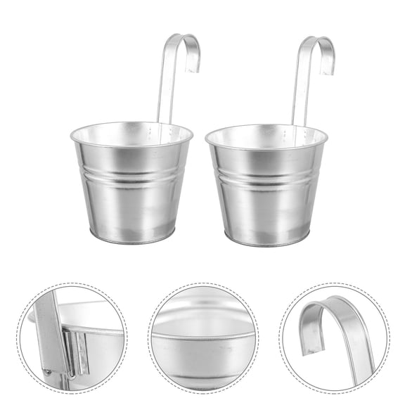Omeite 2pcs of primary color iron hanging pot hook flower pot (diameter 10cm bottom diameter 8cm pot height 10cm)