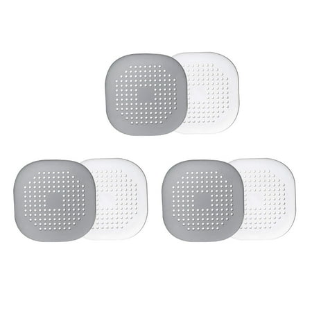

6Pc Hair Catcher Square Drain Cover for Shower Silicone Hair Stopper with Suction Cup Easy to Install Suit for Bathroom