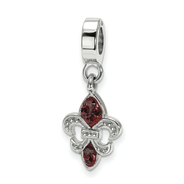 925 Sterling Silver Charm For Bracelet Preciosa Crystal Fleur De Lis Dangle Bead Stone
