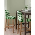 thumbnail image 2 of Green Plaid Bar Stool Covers Set of 6, Spring Summer Farmhouse Buffalo Checkered Stretch Washable Bar Chair Covers with Backs, Removable Pub Counter Height Chair Cover for Kitchen Dining Room Cafe, 2 of 7