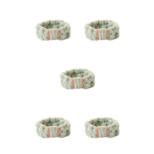 Guardurnaity Lazos para el cabello Bowknot Banda para el sudor de cara Suavidad Coral Fleece Diademas deportivas Accesorios de peinado Verde claro 5piezas