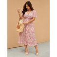 thumbnail image 2 of Plus Size Women Ditsy Floral Pleated Short Sleeve Casual Vacation Dress, Summer Dresses For Women, 2 of 6