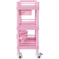 thumbnail image 3 of 3 Tiers Beauty Salon Rolling Trolley, Mobile Medical Trolley Cart with 2 Dirts Bucket, Esthetician Cart with Drawer Lockable Wheels, 3 Tier Heavy Duty SPA for Beauty Salon Hospital Lab (Pink), 3 of 14
