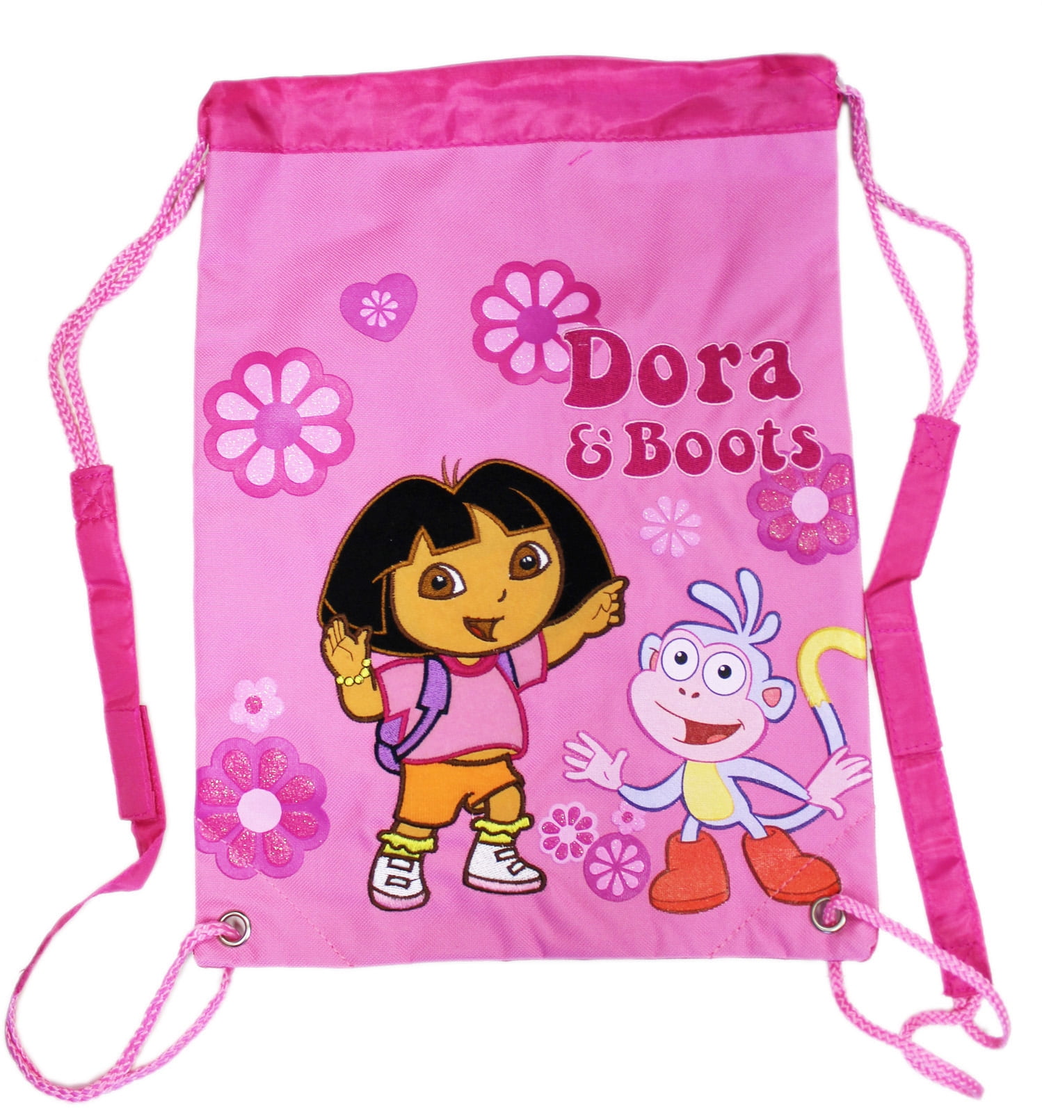 Dora and Boots Flower Power Pink Drawstring Backpack
