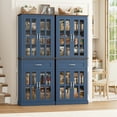 thumbnail image 3 of Homfa 71'' Kitchen Pantry with Adjustable Shelves & Drawer, Freestanding Storage Cabinet with 4 Glass Door for Living Room, Blue, 3 of 7