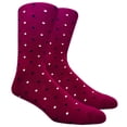 thumbnail image 2 of COUVER Mens Cotton Polka Dot Crew Dress Socks Burgundy White Navy Blue 2 Pairs Size 10-13 (Mens), 2 of 8
