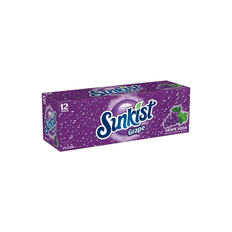 Sunkist Caffeine Free Grape Soda, 12 fl oz Cans, 12 Pack