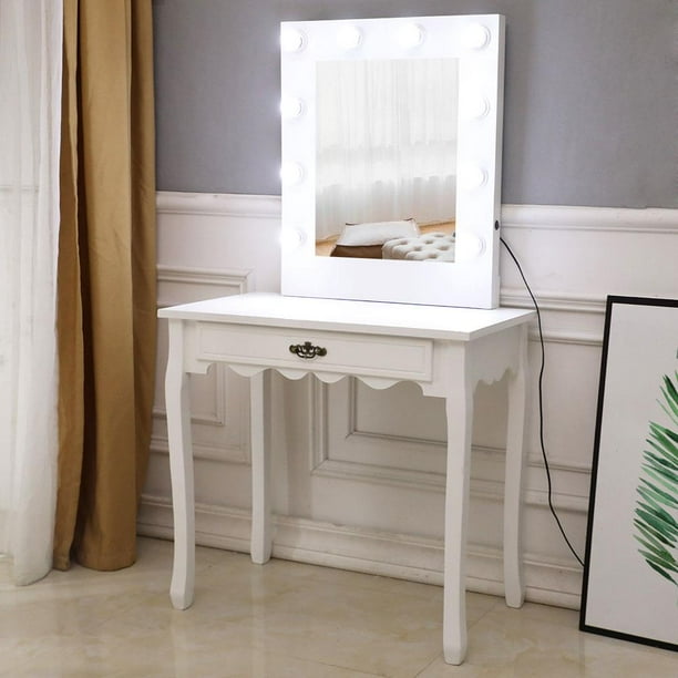 Ktaxon White/Warm Light LED Vanity Table Set with Generous ...