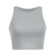 thumbnail image 5 of Hauts Courts Unis Débardeur pour Femme Couleur Sans Manches Col Rond Blouse pour Femme, 5 of 5