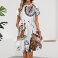thumbnail image 2 of Ocean Nautical Vintage Sea Coastal Lighthouse Boat Dress Fashion Beach Short Sleeve Dresses Female Party Printed Sundress, 2 of 7