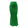 thumbnail image 4 of Dvprdro Summer High Waist Pleated Wrap Maxi Skirt for Women Fashion Casual Solid Stretchy Long Elastic Waist Skirt Green Sizes L, 4 of 5