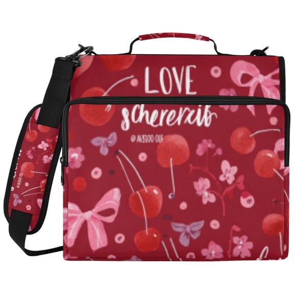 DIXRUYEE Zipper Binder File Keeper Documents Organized-Cherry Red Love Whimsy Of Pattern