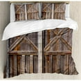 thumbnail image 3 of Rustic Twin Size Duvet Cover Set, Old Wooden Barn Door of Farmhouse Oak Countryside Village Board Rural Life Photo Print, Decorative 2 Piece Bedding Set with 1 Pillow Sham, Brown, by Ambesonne, 3 of 3
