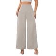 thumbnail image 2 of Women's Wide Leg Trousers, Draping Casual Work Pants, High Waist Flowy Palazzo Pants for Office, Commute, Daily Wear and Versatile Outfits Khaki L, 2 of 9